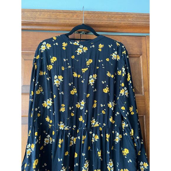 Torrid Women's Button Front Floral Babydoll Tunic Top Yellow Black Size 2 - Picture 5 of 11